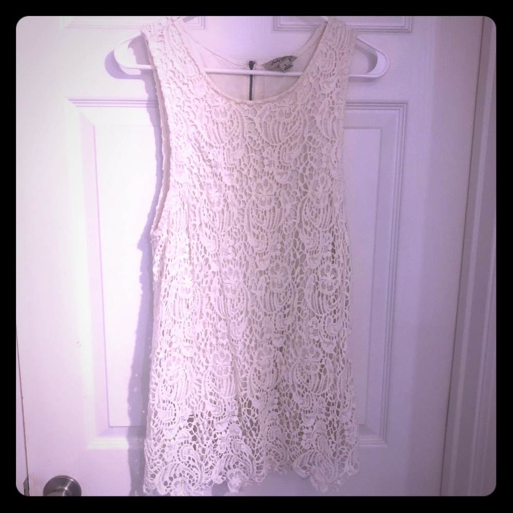 Lucky Brand Cream Crochet Top Size Large